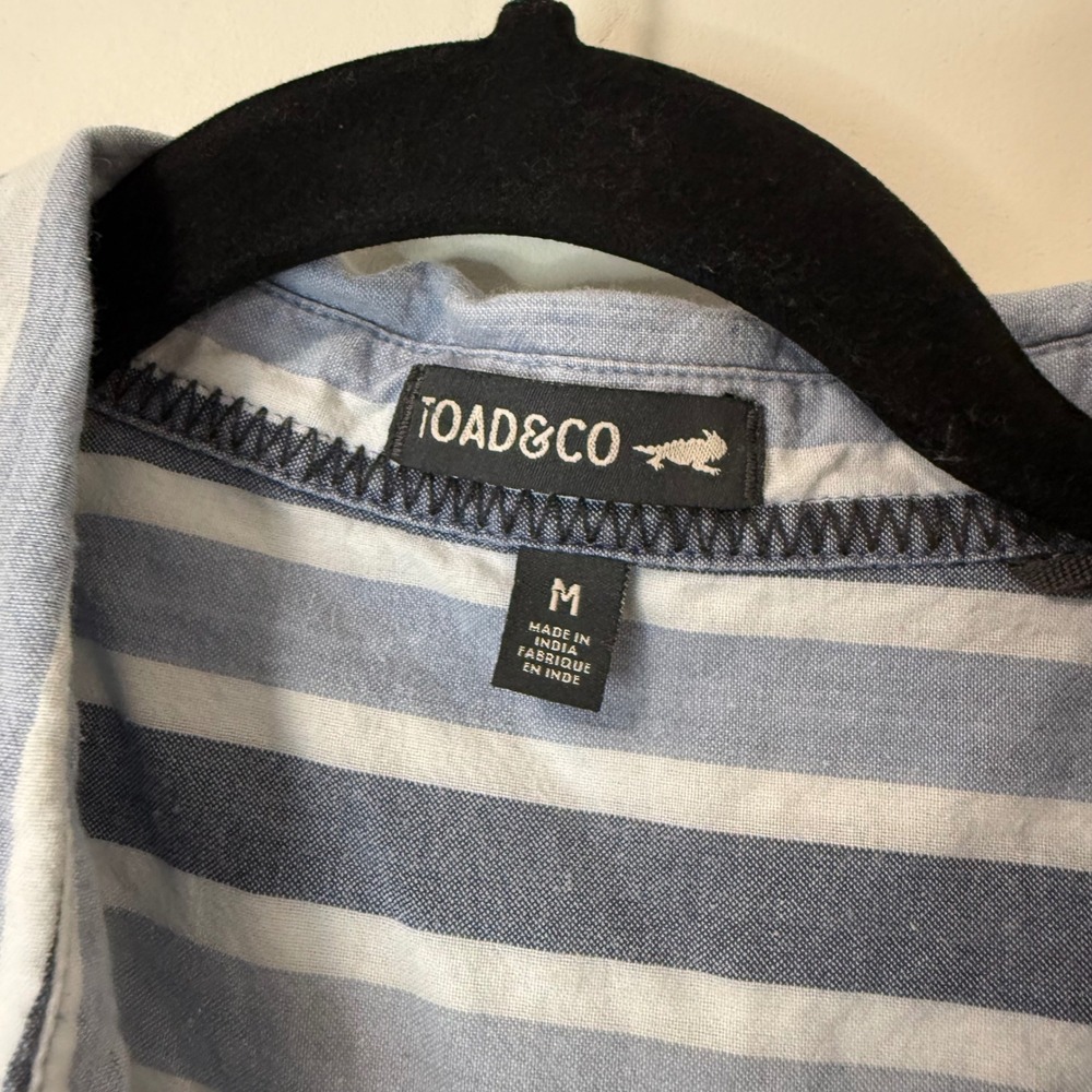 Toad&Co Womens Tank Dress Medium Blue Button Down Indigo Ridge Sleeveless Stripe - Picture 3 of 8
